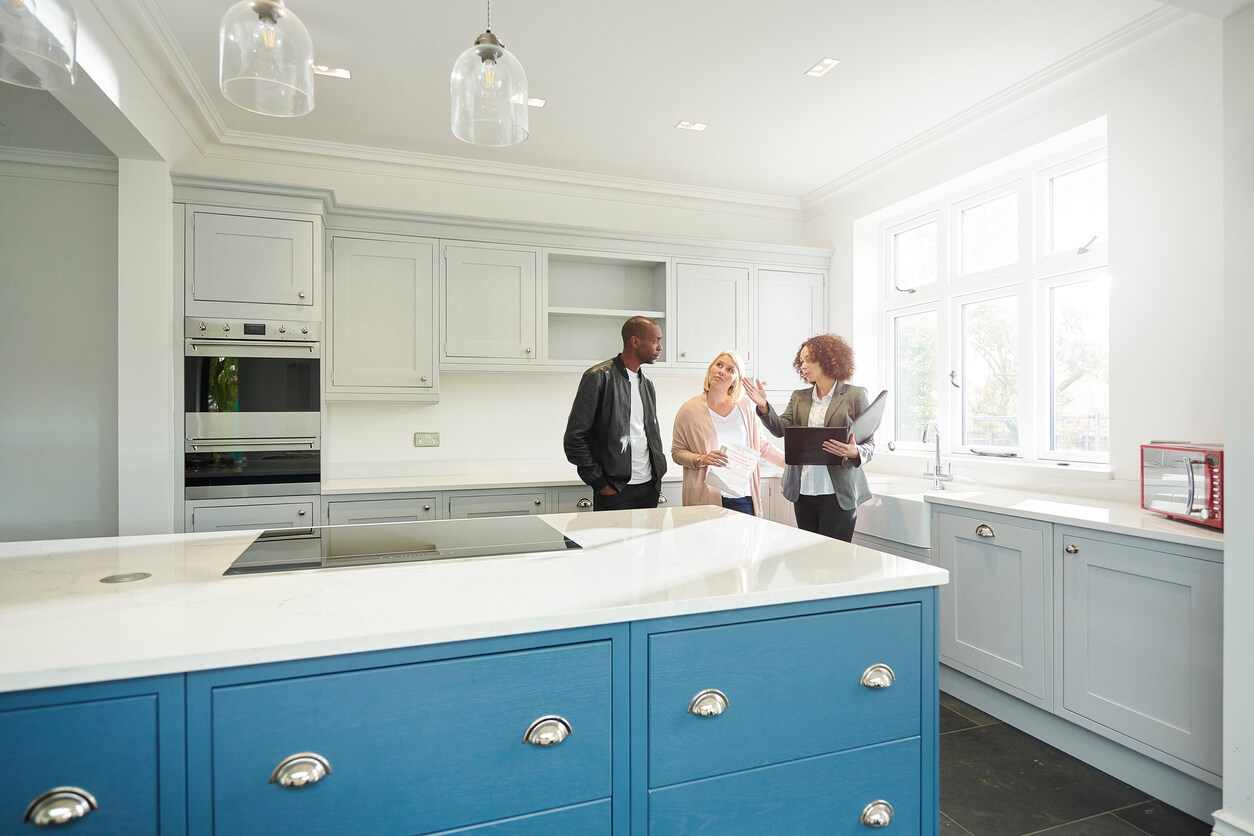 Showing your home for potential buyers, clean kitchen of new house